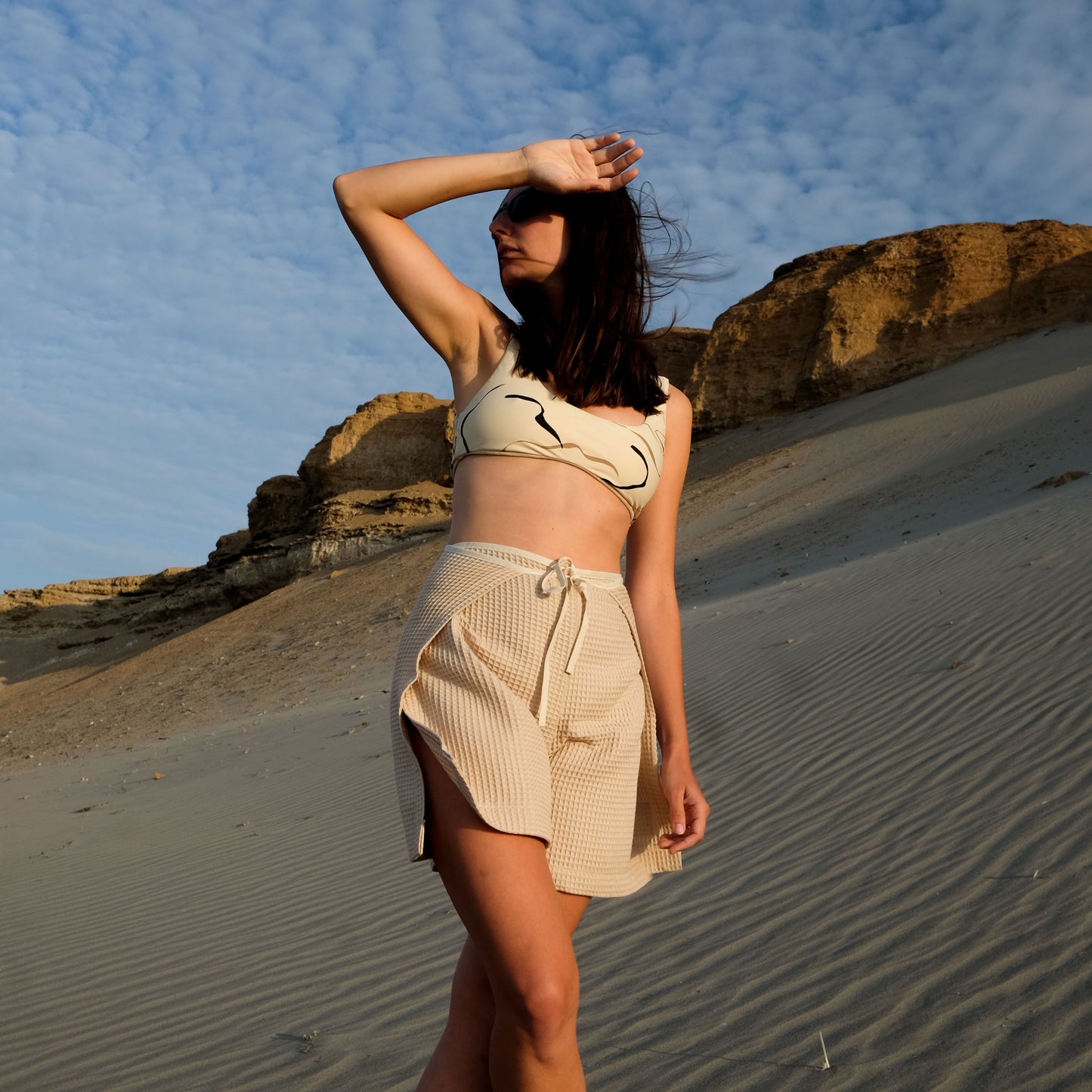 Wickelshorts Beige
