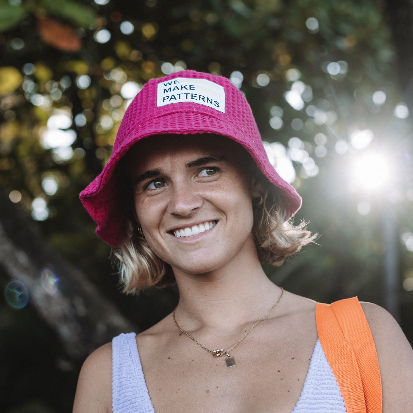 unisex Waffel piquet surf hut slow fashion handmade in Germany berry bucket hat baumwolle fischerhut sommer hut